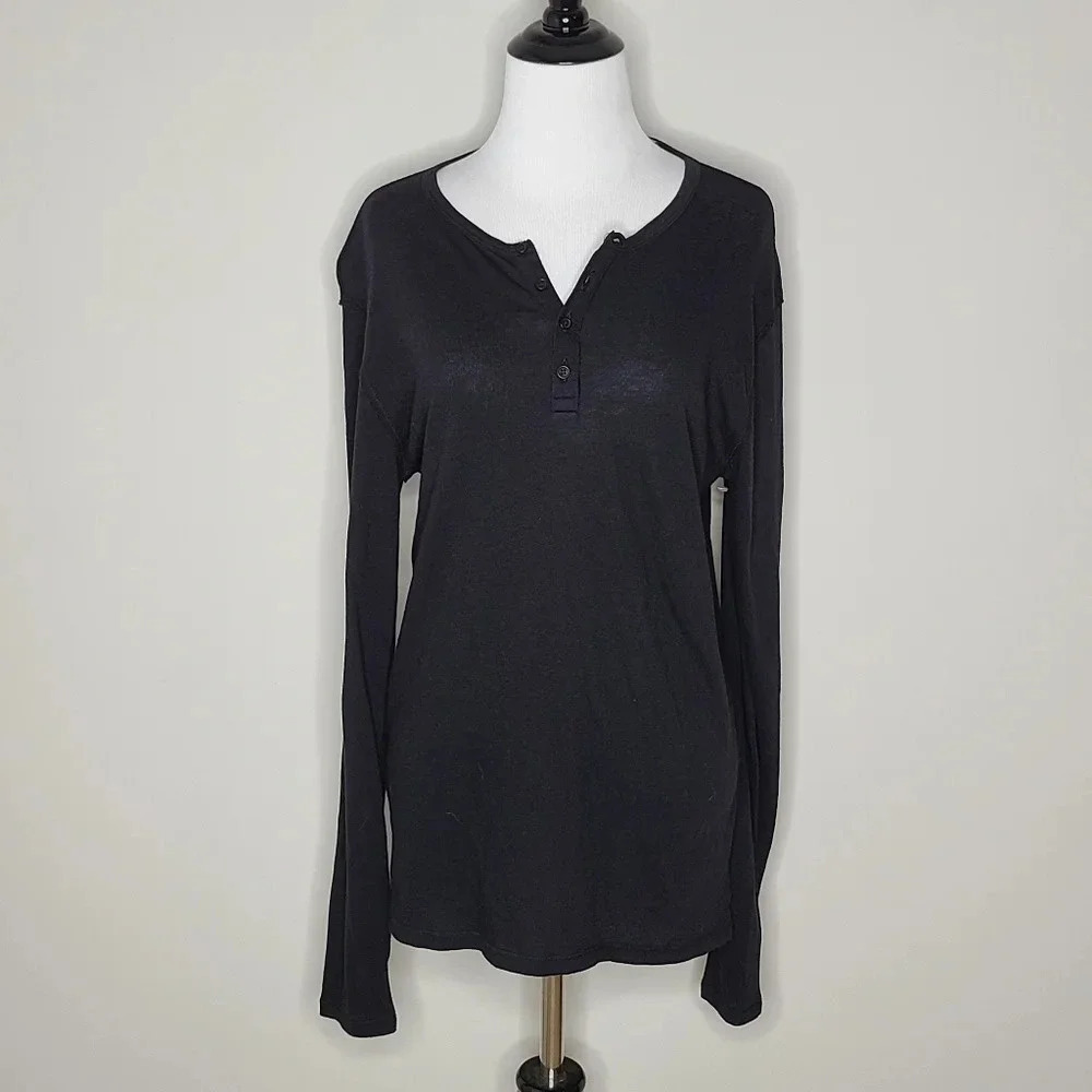 New Vince Long Sleeve Black Tee XS